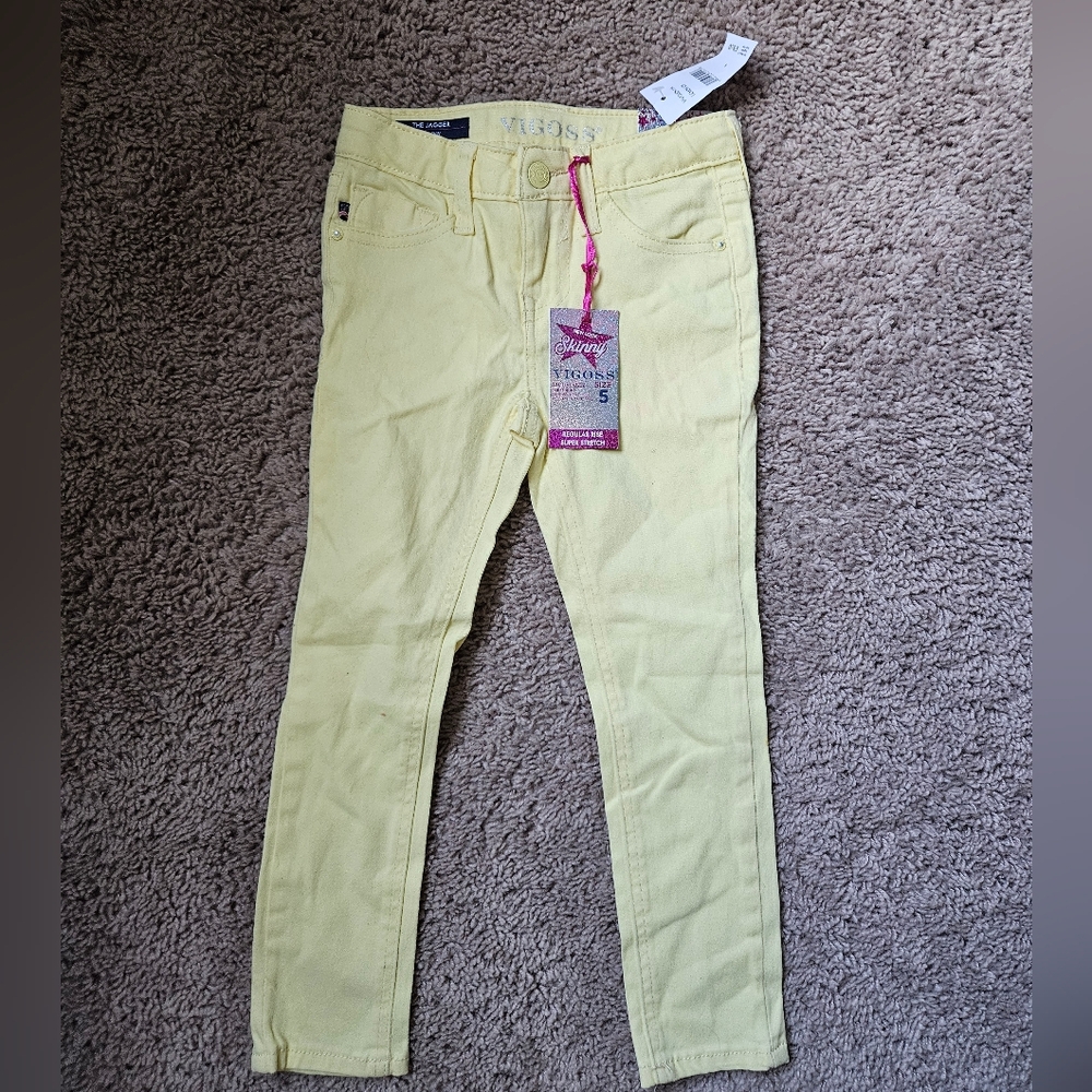 Girls Vigoss Lemon Yellow Skinny Jeans 5t Girl 5 Pants - Picture 1 of 5